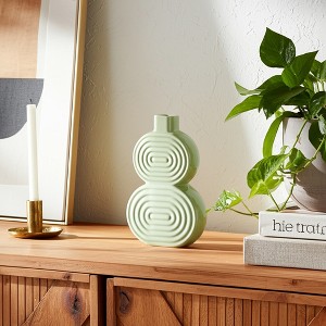 Sagebrook Home Stacked Circle Ceramic Vase - Contemporary Creative Abstract Vase for Home or Office Decorative - 1 of 4