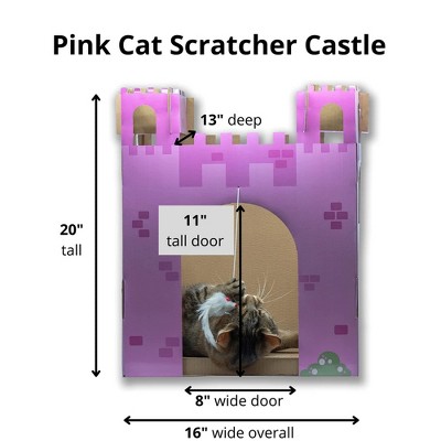 Purple Cardboard Castle Cat Scratcher House with Toy