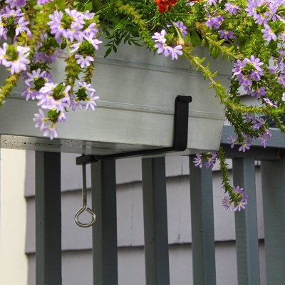 Medium White Galvanized Steel Flower Box with Black Brackets