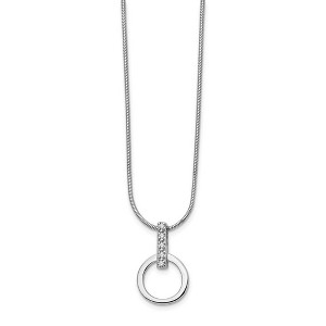 Black Bow Jewelry Diamond Bail Circle Necklace in Rhodium Plated Silver, 18-20 Inch - 1 of 4