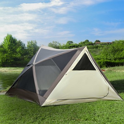 Beige 3-Person Pop-Up Tent with Carry Bag and Screen House