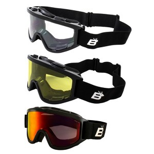 3 Pairs of Birdz Eyewear Vulture Safety Goggles with Clear, Yellow, Red Mirror Lenses - 1 of 4