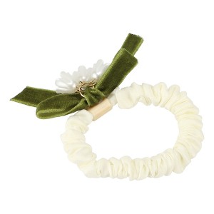 Unique Bargains Women's Fashion Elegant Bell Orchid Hair Scrunchies Green Beige 1 Pc - 1 of 3
