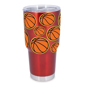 100 North 30 Ounce Stainless Steel On the Go Travel Tumbler With Push Top Lid, Basketball Red - 1 of 4