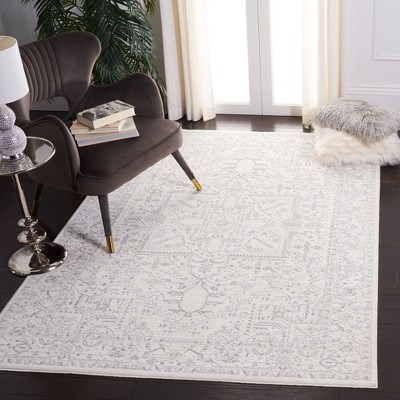 Ivory and Light Grey Hand-knotted Wool Oriental Rug 4' x 6'