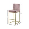 Meridian Furniture,Giselle Pink Velvet Stool - 4 of 4