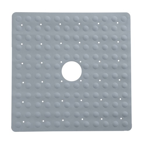Rubber Non-slip Square Shower Mat With Microban Gray - Slipx