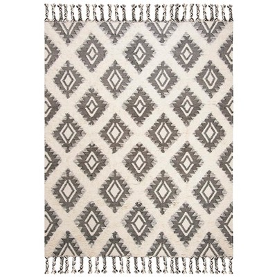 Hand-Knotted Geometric Black Wool 8' x 10' Area Rug