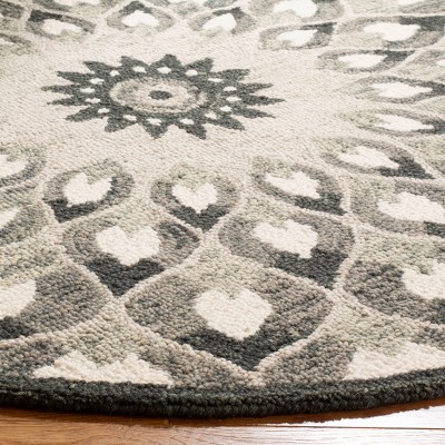 Gray and Ivory Round Hand-Tufted Wool Area Rug