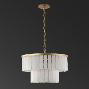 Kiandra Marble 2 Tier Chandelier - CTL1020 - Gold/White - Safavieh - 1 of 4