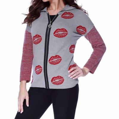 Women's Kisses Me Hooded Cardigan - ANGEL