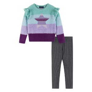 Andy & Evan  Toddler  Full Eyelash Sweater w/Lurex Star Graphic & Legging Set - 1 of 4