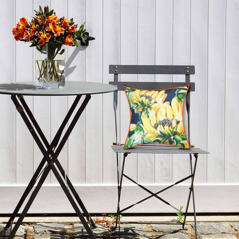 Watercolor Sunflower Indoor/Outdoor Throw Pillow Navy - Edie@Home, 4 of 10