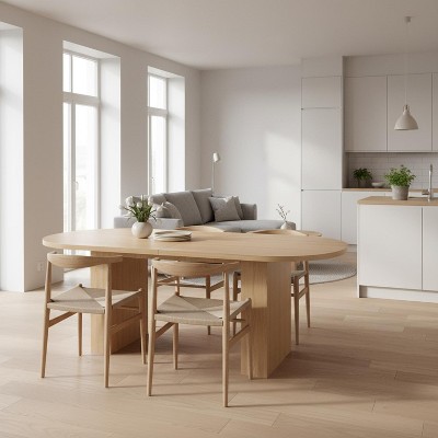 Homy Casa Modern Oval Dining Table with Pedestal Base for Kitchen or Dining Room