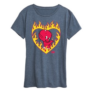 Women's - Hot Stuff - Flaming Heart Short Sleeve Graphic T-Shirt - 1 of 4