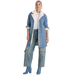 VENUS Womens Denim Faux Shearling Jacket - 1 of 4