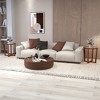 Tangkula 2PCS Modern Round End Table w/ Transparent Tempered Glass Top Solid Wood Legs - 3 of 4