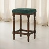 Okak Set of 2 Rustic Solid Wood Counter Height Bar Stools for Dining Rooms,Faux Leather Upholstered Counter Bar Stools Without Back - 2 of 4