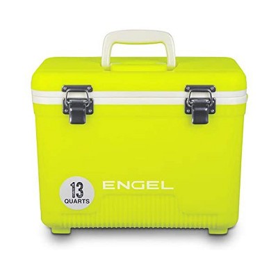 Engel 13 Quart 18 Can Leak Proof Odor Resistant Insulated Air Tight Storage Lunch Box Cooler Drybox with Integrated Shoulder Strap, Yellow High Viz