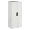 TiramisuBest 2-Door Wooden Armoire with LED Lights, 4 Storage Shelves, Adjustable Shelf & Locking Wheels - Mobile Wardrobe - 3 of 4
