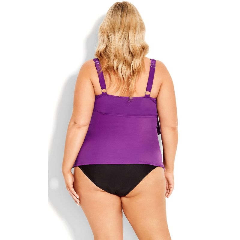 Women's Plus Size Ruffled Tankini Top - bright violet | AVENUE, 3 of 6