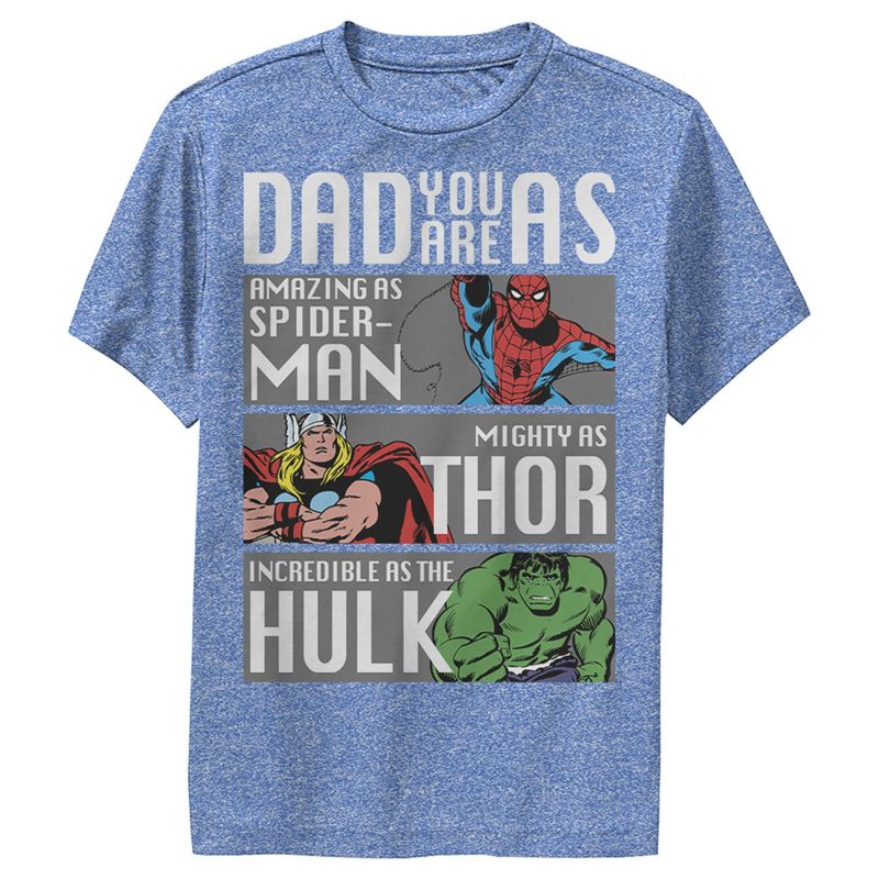 Boy's Marvel Dad You Are as Amazing as Spider-Man Mighty as Thor Incredible as the Hulk Performance Tee, 1 of 5