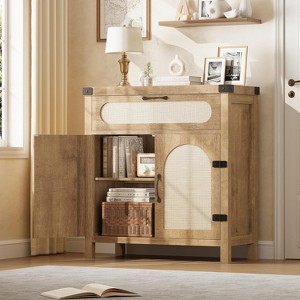 Nasitip Rattan Sideboard Buffet Cabinets with Storage, Farmhouse Storage Cabinet with Drawer, Wooden Cabinet for Kitchen, Dining Room, Living Room - 1 of 4