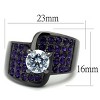Slickblue Women's Twisted Band Ring, Gunmetal with Clear & Amethyst CZ Stones, Pave Style, Stainless Steel, Sizes- 5–10 - 2 of 4