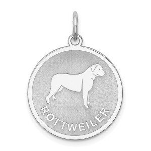 Black Bow Jewelry Sterling Silver Laser Etched Rottweiler Dog Pendant, 19mm - 1 of 4