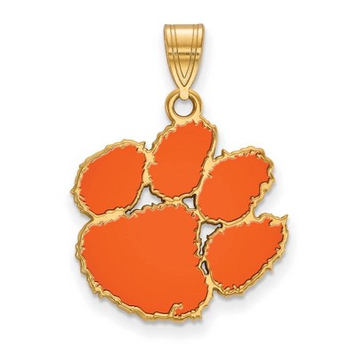 Black Bow Jewelry 14k Yellow Gold Plated Sterling Silver Clemson Tigers NCAA Large Pendant