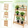 Tangkula 3 Tier Folding Storage Shelf Bamboo Ladder Plant Stand Flower Pot Display Shelf Rack Natural for Indoor&Outdoor - 3 of 4