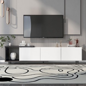 VYNXARIA 70.1''-100'' Modern Stylish ExtendableTV Stand  TV Cabinet for 80+inch TV, Black+White - 1 of 4