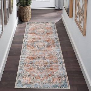 coucheta Area Rug, Vintage Carpet, Washable Rugs for Living Room, Low Pile Farmhouse Front Door Mat with Non Slip Backing - 1 of 4