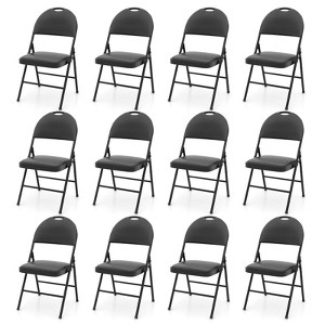 Costway 2/4/8/10/12 PCS Folding Padded Party Chairs with Metal Frame PVC Leather Stackable Chairs - 1 of 4