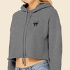 Dalix Black Cat Embroidered Fleece Cropped Hoodie Cold Fall Winter Women - 4 of 4