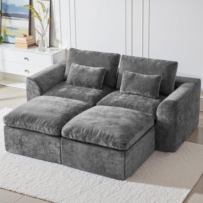 JOYRACER 120" Comfy Cloud Couch U Shaped Sectional Sofa with Two Ottomans