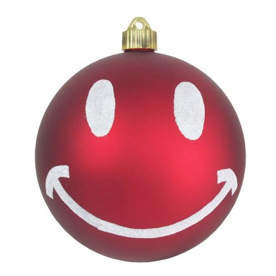 Christmas by Krebs 2ct Red and White Smiley Face Shatterproof Matte Christmas Ball Ornaments 6" (150mm)