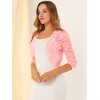 INSPIRE CHIC Women's Elegant 3/4 Sleeve Sheer Floral Lace Open Front Crop Shrug - 4 of 4