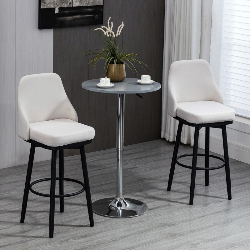 HOMCOM Extra Tall Bar Stools Set of 2, Modern 360° Swivel Barstools, Dining Room Chairs with Steel Legs and Footrest, 3 of 7