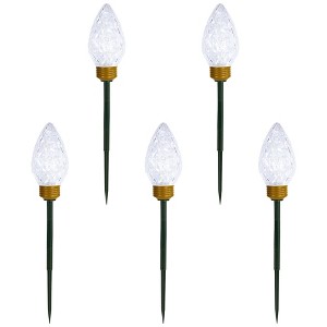 Northlight LED Lighted C9 Style Christmas Pathway Lawn Stakes - 8'- Clear - 5ct - 1 of 4