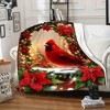 Cartoon Christmas Tree & Red Bird Print, All-Season Cozy Polyester Bedding, Ideal Gift for Family and Friends, Christmas Blanket. - 3 of 4
