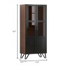 FUFU&GAGA Brown Bookcase Storage Cabinet with Acrylic Doors and Metal Legs - 3 of 4