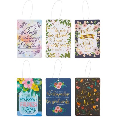 Faithful Finds 6 Pack Lavender Car Freshener with Religious Quotes, 3 x 4.5 in
