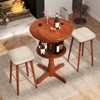 Tangkula 2-Tier Round High Top Table w/ Storage Shelf & Pedestal Base for Kitchen - 3 of 4