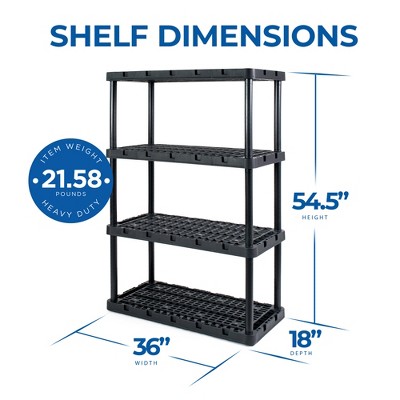 Black Plastic 4-Shelf Interlocking Storage Unit