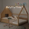 1 Full Bed Frame, Solid Wood House Bed with Fence and Window, No Box Spring Needed - Baofuwish - 3 of 4