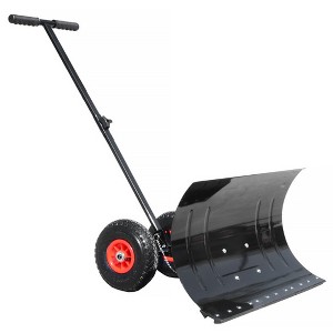YARDSIGHT 29 in. Carbon Steel Snow Shovel with Wheels and Adjustable Ergonomic Handle for Driveway and Walkway Snow Removal - 1 of 4