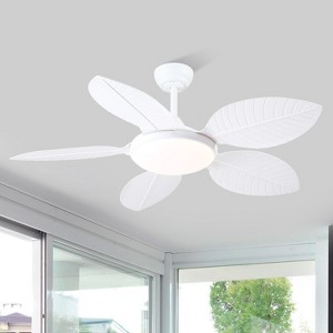 48 Inches Tropical Ceiling fan with Palm Leaf Blades and LED Remote Control for Living Room Bedroom - 1 of 4