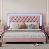 Queen Size(83.7 x 64 x 44.5 inches) Bed Frame, Tufted Headboard, Adjustable LED Lights, Metal Feets, Velvet Upholstered Platform Bed - 2 of 4