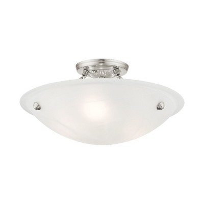 Oasis Bronze 3-Light Flush Mount with White Alabaster Glass